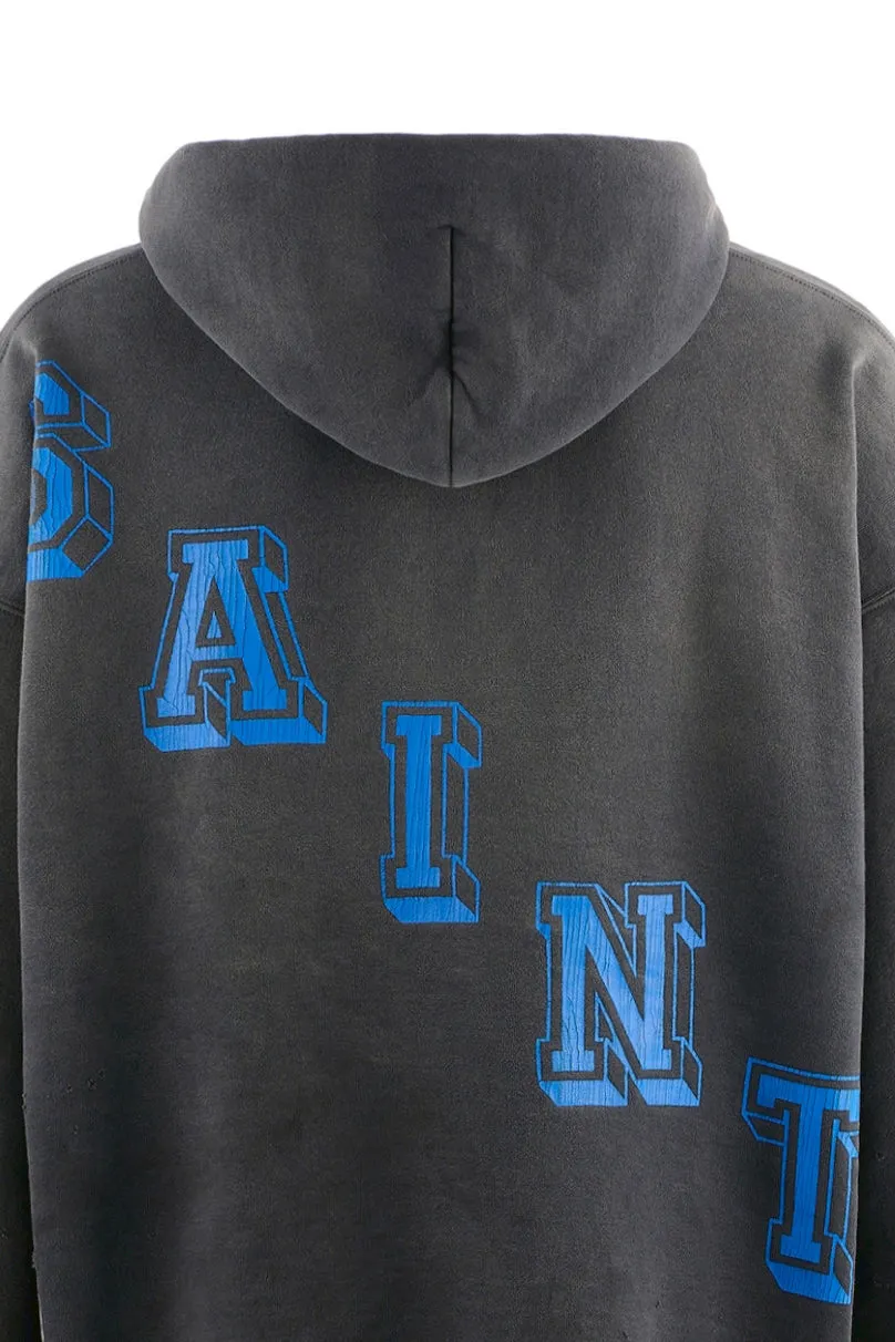 SAINT Mxxxxxx HOODIE/ANGEL/BLK 25 years new angel rebirth washed hoodie, washed black S-XL 25 years new version, revised many times, the version is more pure! Heavy washing water spray fading process, stronger distressing effect, handmade wormhole destruction treatment, genuine level distressed crack printing
